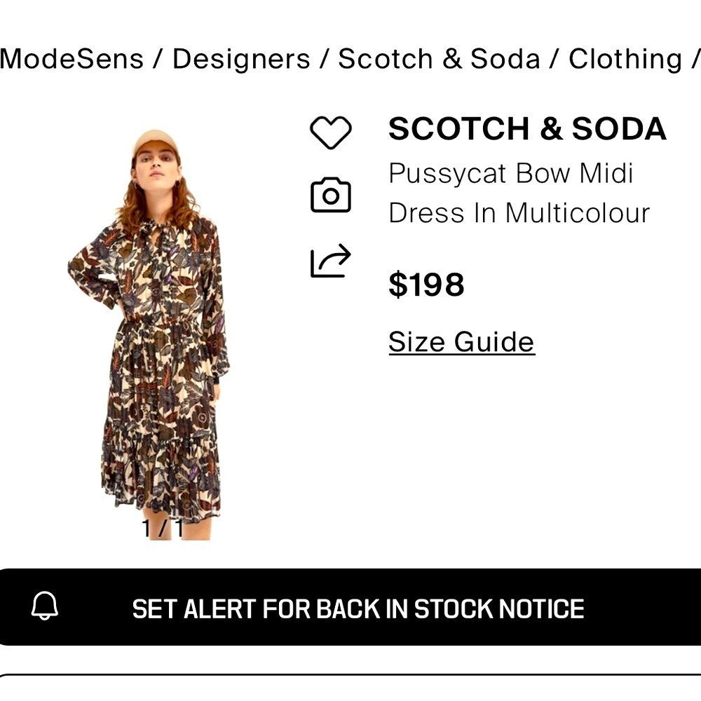 Scotch & Soda Dress Floral Front Tie Bow Midi Small Black Orange Ivory Boho - Picture 3 of 11